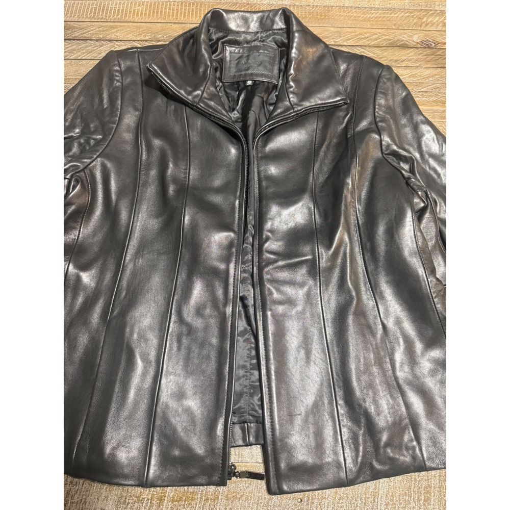 Avanti Leather Jacket Woman 2X Black Zip Up Collared Outerwear Preloved - Picture 3 of 10